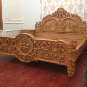 Giường hồng gỗ gõ Mã GN 02