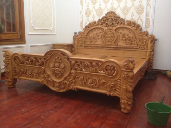 Giường hồng gỗ gõ Mã GN 02